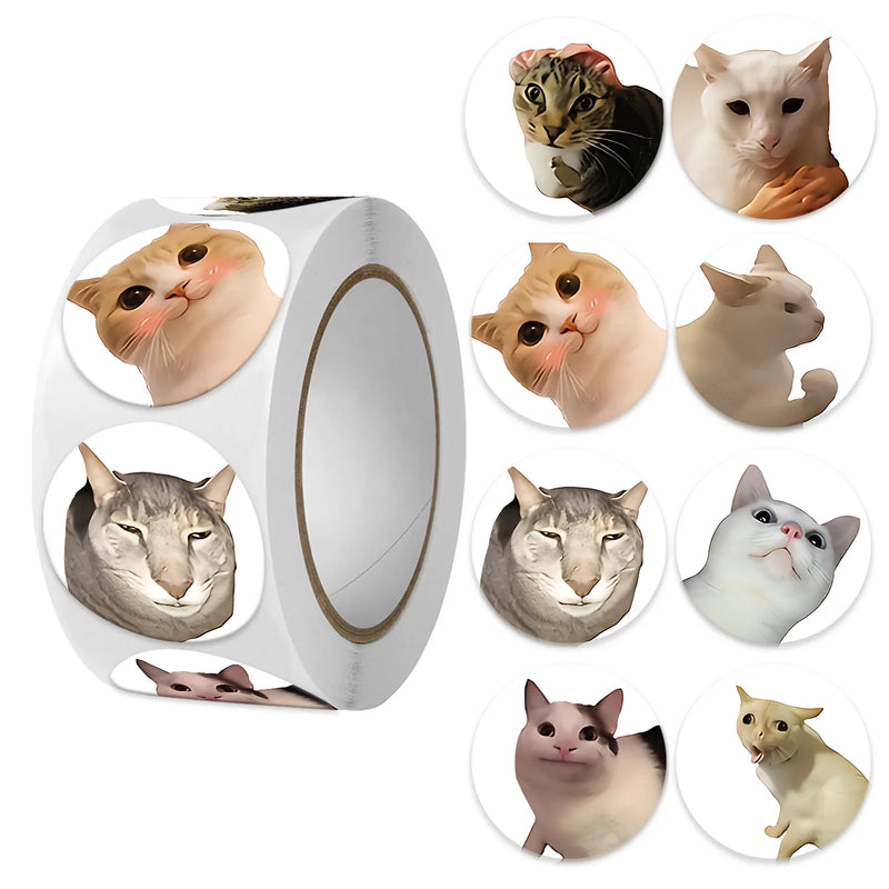 50-500pcs Cartoon Cat Stickers Cute Animal Sticker Waterproof Self-Adhesive Paper Mobile Rewards Sealing Label Decal Stationery