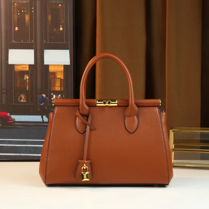 Cross-border trendy fashion clip handbag fashionable women versatile Boston bag with lock