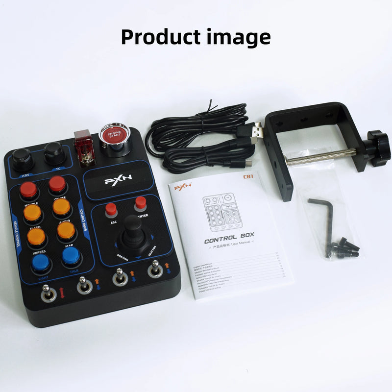 Original PXN CB1 Racing Game Central Control Box with Fixture, Equipped with 30 Programmable Buttons, PC Racing Game Controller