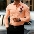 Men's Long-Sleeved Shirt, Featuring a Vintage Red Rose | SAMAG