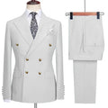 Double-breasted suit for formal occasions, gold buttons, men's outfit for weddings, dinners and parties