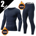 2-piece Autumn/Winter Men's Fashionable Sports Slim Fit Warm Suit For Teenagers Casual Running And Fitness Round Neck Base Set