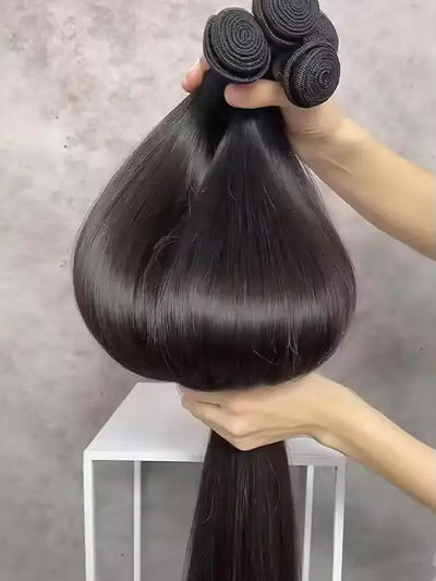 Brazilian Virgin Long Straight Human Hair Bundles 40‑42 Inch Double Weft 1/3/4 Bundles Human Hair Weave Extensions