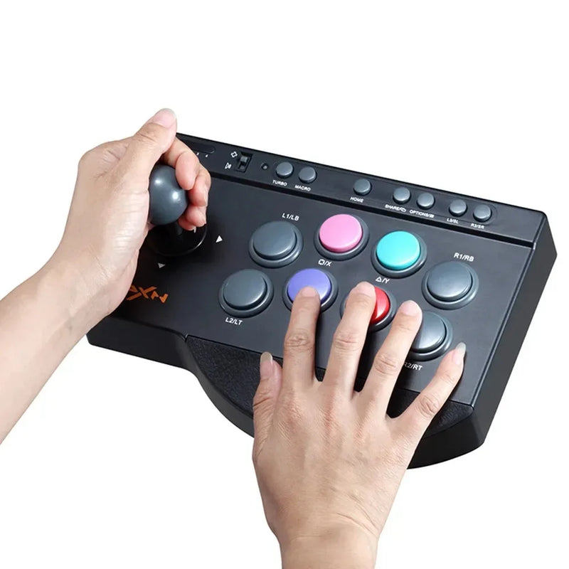 PXN 0082 Arcade Game Controller | Turbo Macro, 4 Strong Suction Cups, Switchable Joystick D-Pad