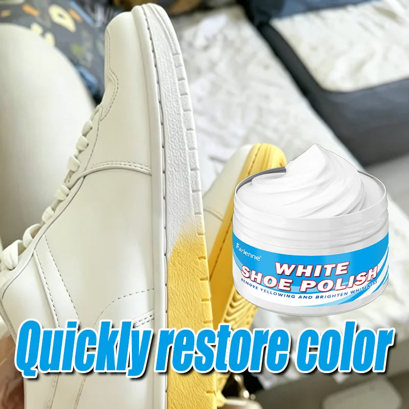 Farienne White Shoe Brightener Polish, Sneaker Cleaner Cream for Removing Yellowing & Restoring Shoe Whiteness