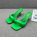 Modern Slippers 2024 Summer New Patent Leather Asymmetric High Heel Slippers Stiletto Stylish Outside Women's Sandals