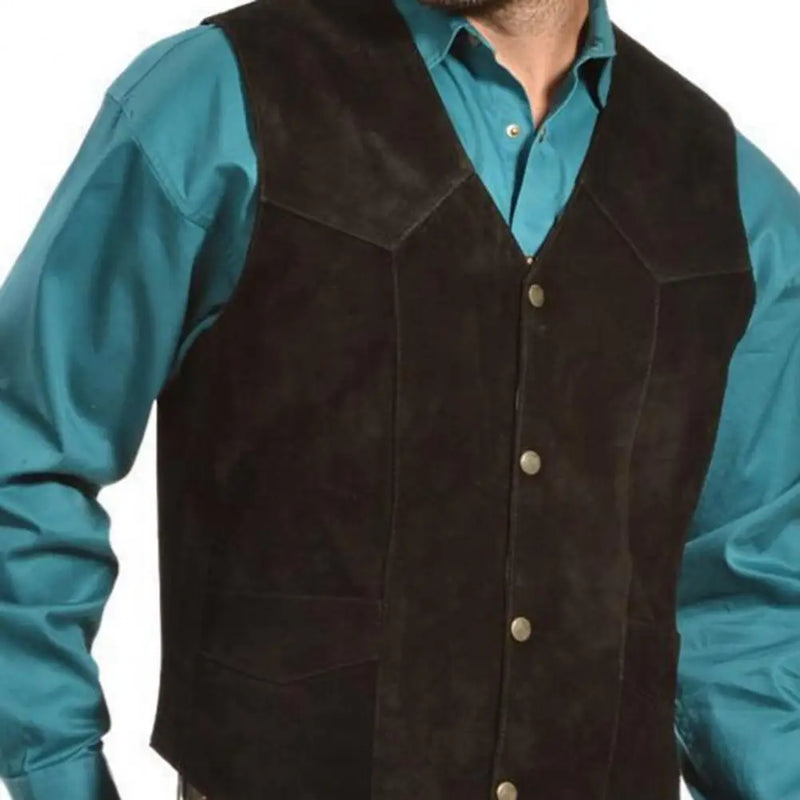 2025 New Men Vests Sleeveless Jackets Cowboy Waistcoat Single Breasted Irregular Men's V-neck Bussiness Jacket Cargo Vest