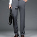 Winter Fleece Warm Business Formal Pants Men Classic Work Office Grey Elastic Waist Suit Thicked Thermal Trousers Plus
