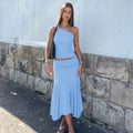 Tossy Fashion Pleated 2 Piece-Set Long Skirt For Women Off-Shoulder Cropped Pullover Top And Slim Long Skirt Sets Female Outfits
