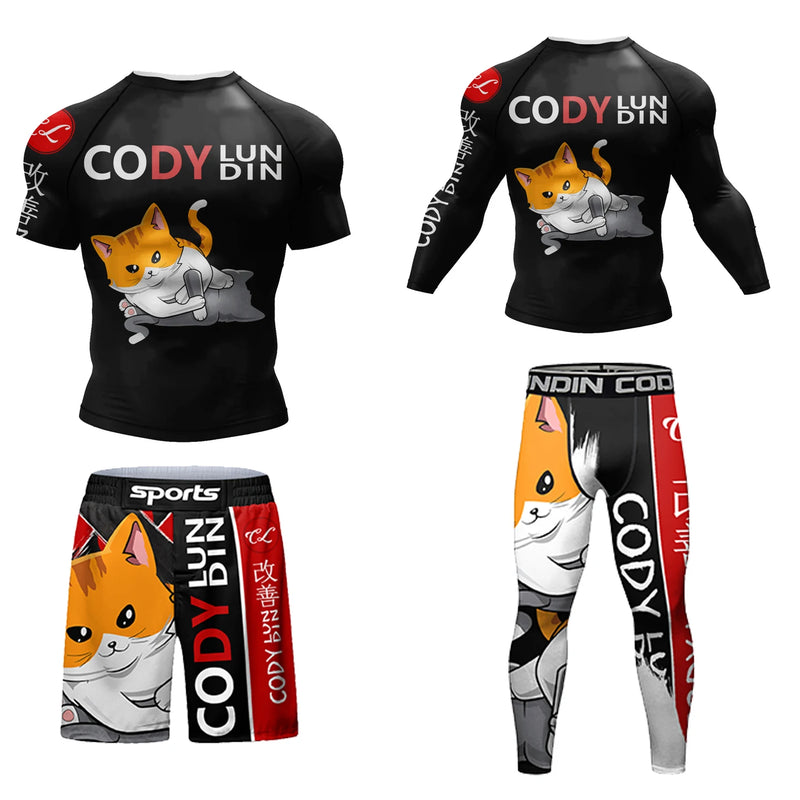 Cody Lundin Durability MMA BJJ Rash Guard Tight Exercise Jogging T - Shirts+Pants 3D Print Compression - View 12 | SAMAG