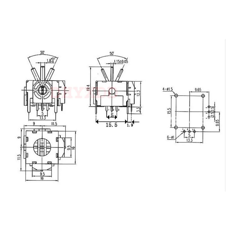 2Pcs Rocker B502 5K Potentiometer Joystick for RC Aircraft Model Helicopter DIY Toy Component