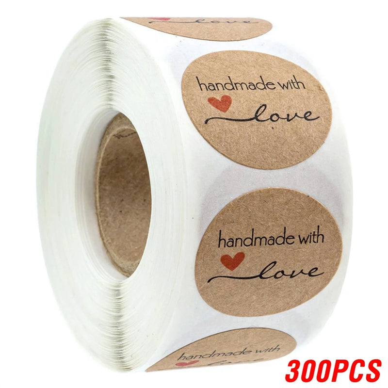 50-500pcs Kraft Paper Homemade With Love Stickers Scrapbooking For Envelope And Package Seal Labels Sticker Stationery Handmade