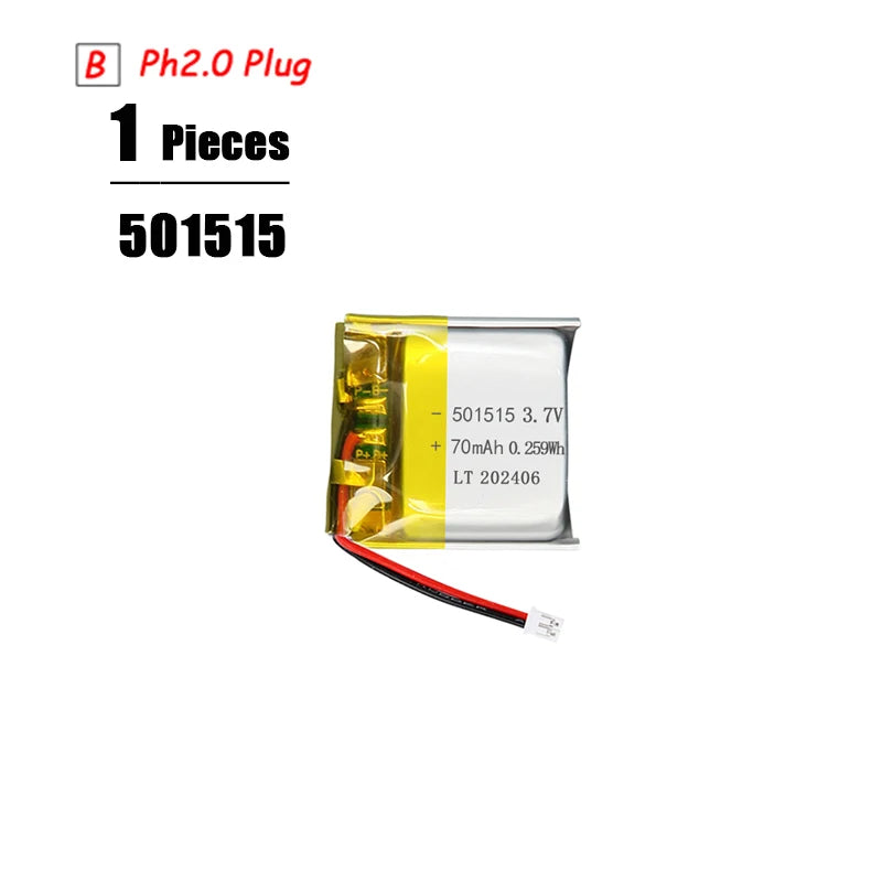 3.7V Lipo Battery Ph2.0 Plug Rechargeable Lithium Battery 3.7V For PS4 Humidifiers GPS Navigation  Bluetooth Speaker MP3 MP4
