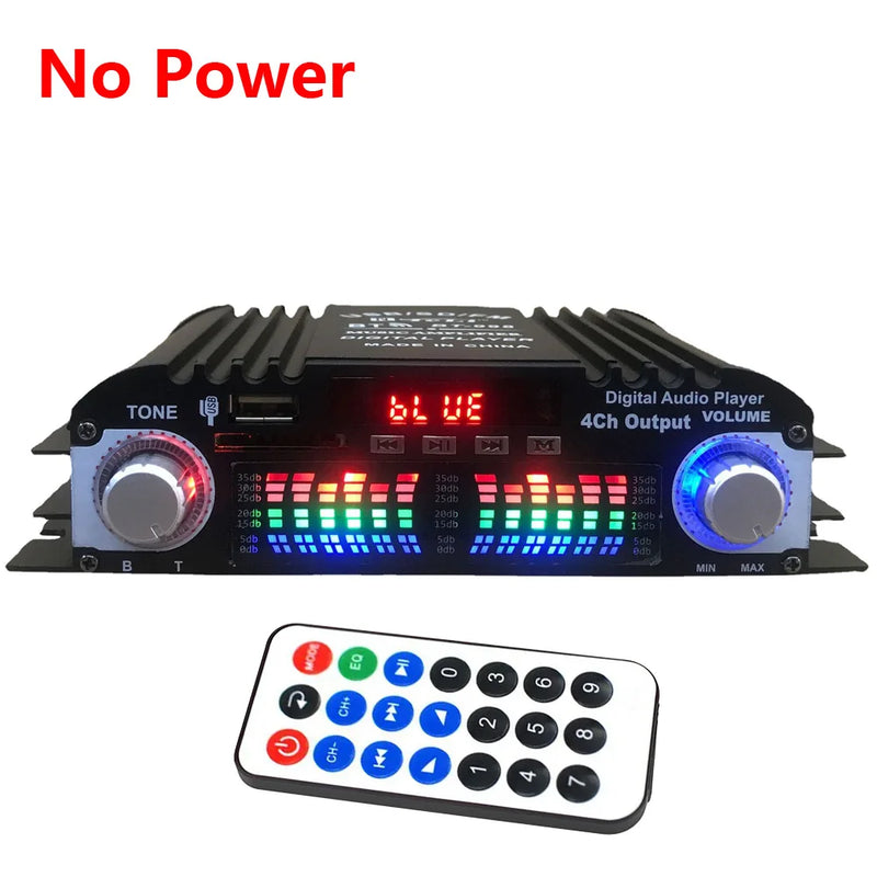 Woopker 45W*4 HiFi Sound Amplifier Digital 4 Channel Audio Amp Support Bluetooth Karaoke Player FM Remote Control for Home