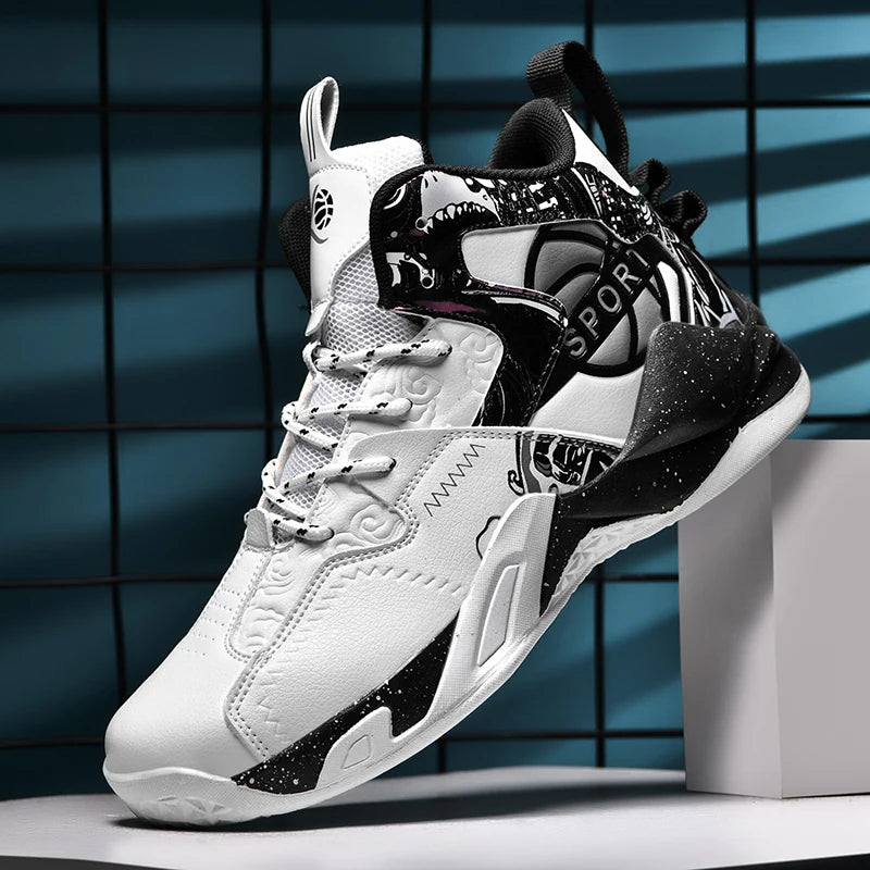 Men's High Top Basketball Shoes Thick Bottom Anti Slip Sneakers Casual Comfortable Outdoor Athletic Training Unisex Sports Shoes