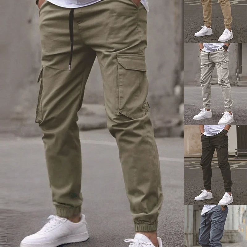50%HOT2026 New Men's Casual Jogging Pants Solid Color Pocket Sports Trousers Street Hip Halen - View 3 | SAMAG