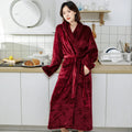 Couple Flannel Robe Winter Thick Warm Bathrobe Long Fleece Sleepwear Loungewear for Men and Women