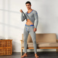 Men's thermal underwear set knitted cotton slim-fitting long johns men's underwear simple solid color XBT-81201