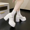 Ladies Spring Autumn New Leather Shoes Fashion versatile hotgirl single footwear Vintage Mary Jane pumps Casual women high heels