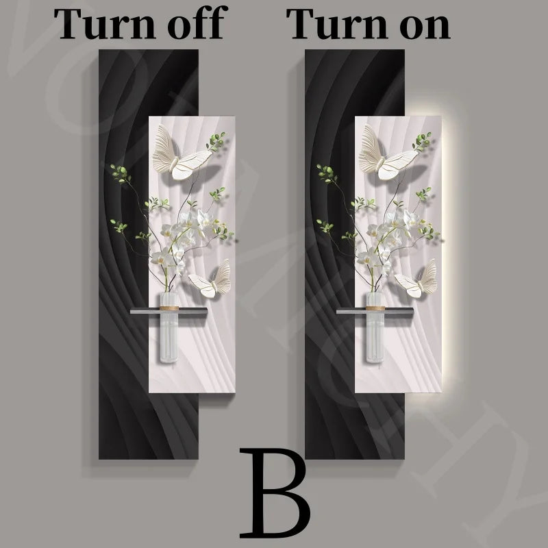 Green Plant Decoration Painting Living Room Corridor Corridor Hanging Painting Large White Wall Creating Landscape Wall Lamp