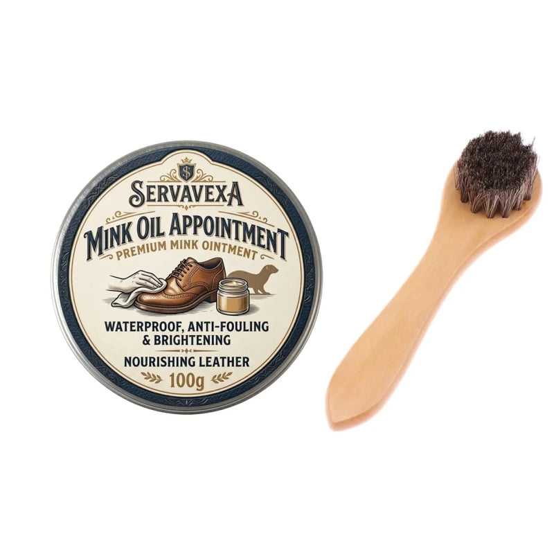 Premium Mink Oil Leather Conditioner & Waterproof Shoe Polish Kit with Brush | Deep Nourishing Care for Boots and Bags
