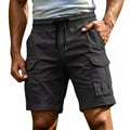 Men Solid Color Drawstring Cargo Shorts Elastic Waist | SAMAG