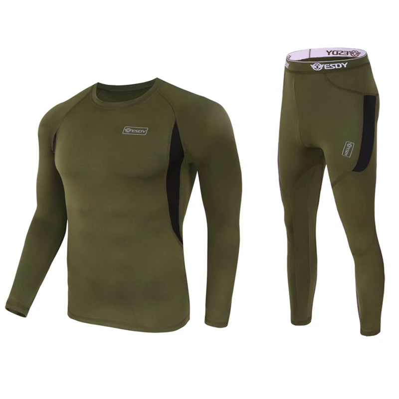 Winter Thick Warm Thermal Underwear Sets Men Compression Fleece Sweat Quick Drying Thermo Long Johns Military Army Clothing