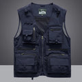 Men Work Vest 2025 Summer New Solid Colour Multi-pocket Casual Loose Waistcoat Fishing Photography Coat Man Sleeveless Jacket