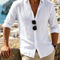 Men's Summer Thin Long-Sleeve Linen Casual Shirt, Loose | SAMAG