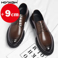 7-9cm Height Increasing Shoes for Men Summer Autumn Inside High Shoes Men's Hollow Business Dress Men's Elevator Leather Shoes