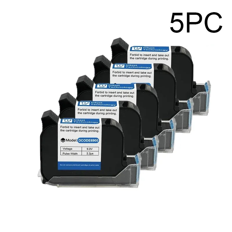 DCODE 6900 12.7mm Economy High Quality TIJ Online Handheld Inkjet Printer Cartridge Fast Drying Water-proof Solvent Black Ink