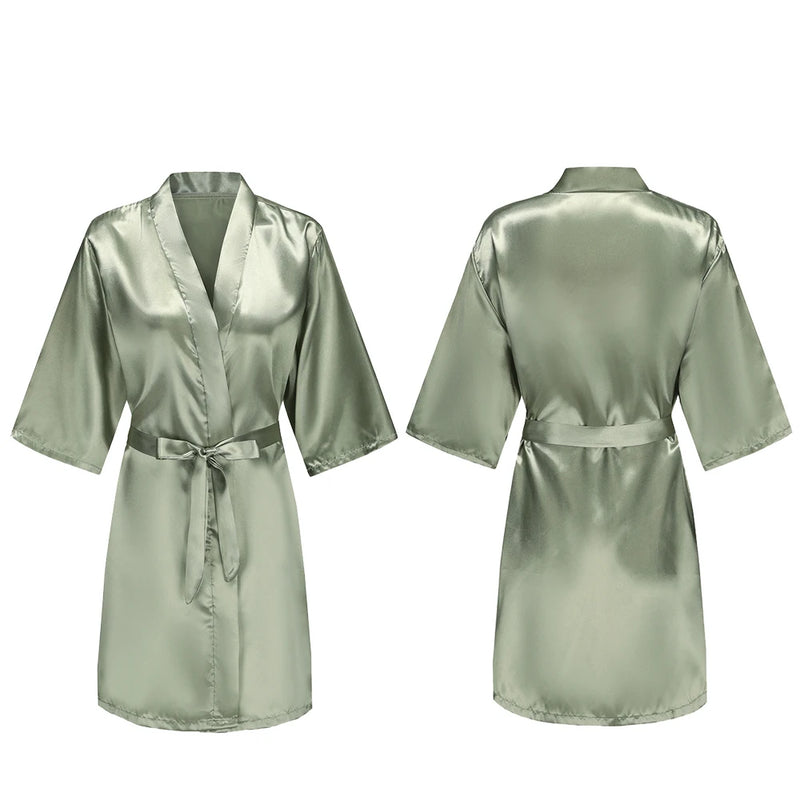 Women's Pure Short Silky Robes Bridesmaid Bride Party | SAMAG