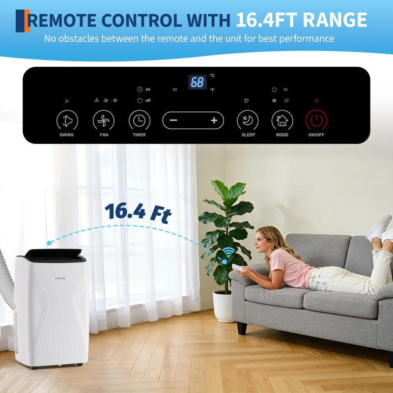 12000 BTU Portable Air Conditioners, Cools Up to 550 Sq.Ft, 3-in-1 Free standing AC Unit with Cooling, Dehumidifier & Fan Modes, LED Display, 24H Timer, Remote Control & Installation Kit