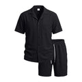 Men Textured Co Ord Set Loose Fit Short Sleeve Camp | SAMAG