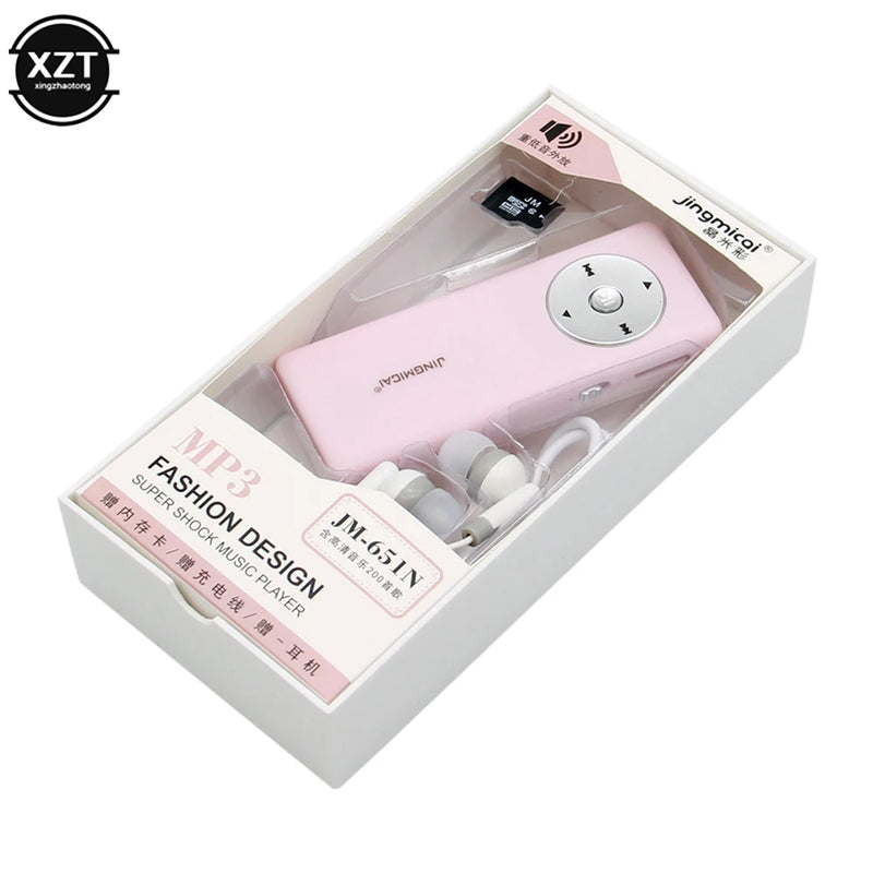 Mini Portable MP3 Player Student Sport MP3 Music Player Fashion Simple Solid Player MP3 with Memory Card Sets School Supplies