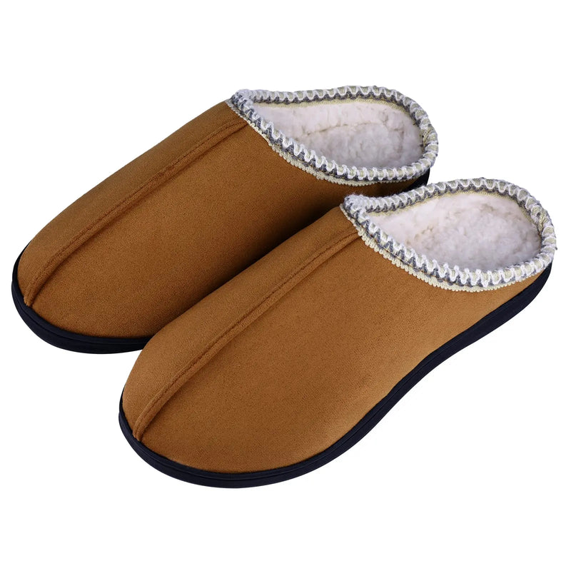 Asgard Plush Cotton Slippers For Men Winter Indoor Warm Anti-Slip Home Shoes Women Soft Memory Foam Furry Slides Bedroom Slipper