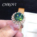 Light Luxury 925 Sterling Silver Blue-Green Moissanite Ring, Dazzling and Luxurious Open Ring, Jewelry for Women