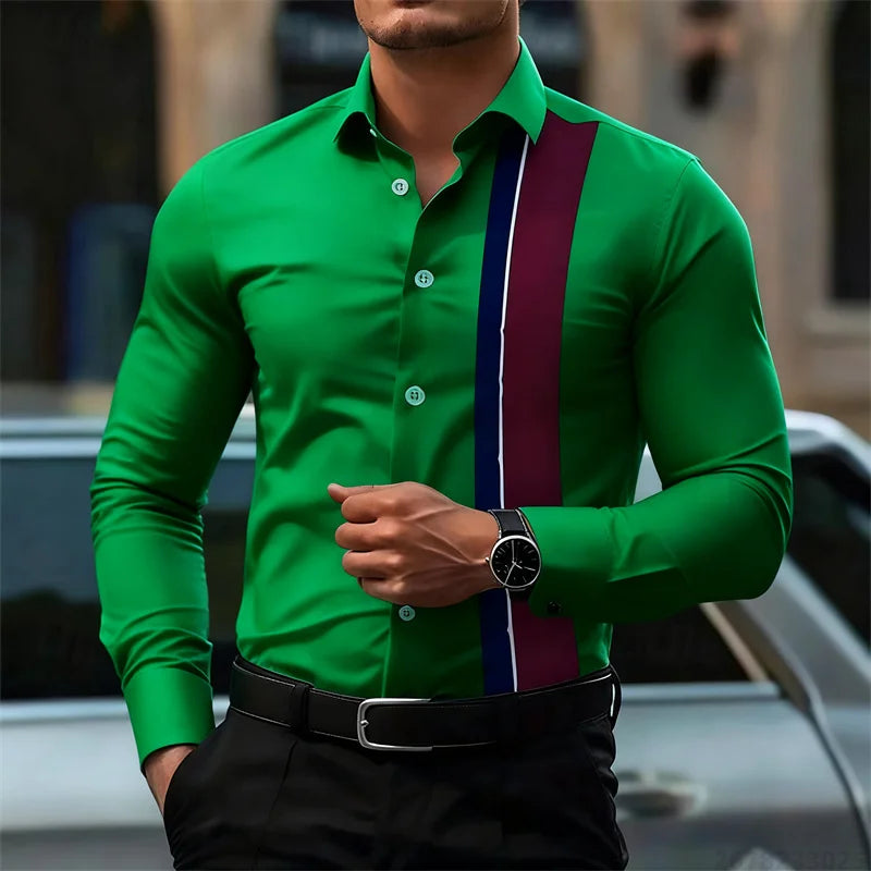 Men's fashionable contrast color striped long sleeve | SAMAG
