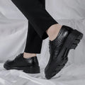 Men's Business High Heeled Leather Shoes Casual Thick Sole 10cm Height Increasing Hand Painted Pattern Trendy Formal Dress Shoes