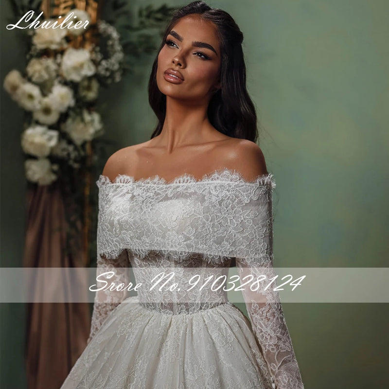 Lhuilier Customized Ball Gown Lace Wedding Dresses Off - View 3 | SAMAG