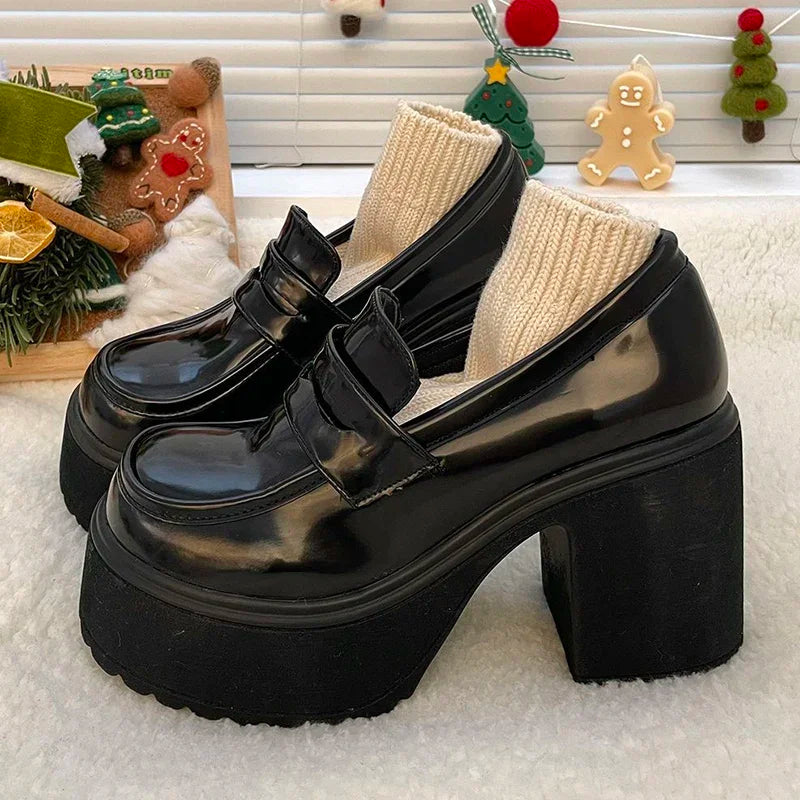 2026 New Retro Le Fu Shoes  Thick Soled High Heels Daily Luxury Women's Solid Color Temperament Mary Jane with Follow-up Shoes