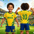 Boys Neymar No.10 Football Jersey Tee Shorts Set Women | SAMAG