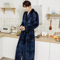 Couple Flannel Robe Winter Thick Warm Bathrobe Long Fleece Sleepwear Loungewear for Men and Women