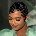 Elegant Human Hair Wave Pixie Cut Wig Layered Style For Women 180% Density Machine Made Hair