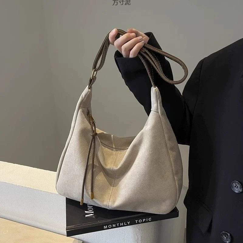 New Women's Handbags Trendy Retro Large Capacity PU Leather Shoulder Crossbody Bag Autumn and Winter Versatile Commuting Handbag