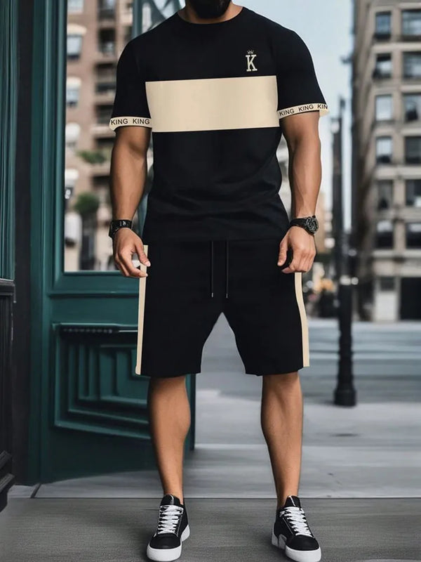 New Summer Vacation Leisure Daily 3D Men's Sports Wear Large Round Neck Short sleeved T - shirt Set Casual - View 10 | SAMAG