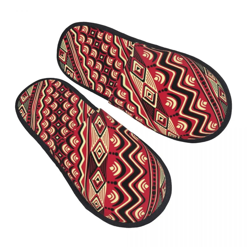 Custom Kizomba Samakaka Ankara Print Soft Memory Foam House Slippers Women African Wax Design Comfy Warm Anti-skid Sole Slipper