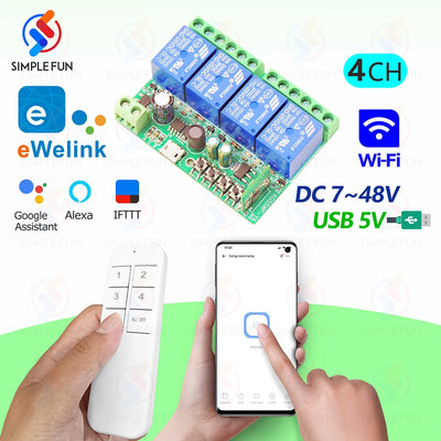WiFi Smart Switch EWelink, DC 12V 24V 48V USB 5V 4 | SAMAG