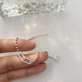 925 Sterling Silver Geometric Square Round Bead Bracelet For Women Personality Temperament Simple Hand - Visuel 3 | SAMAG