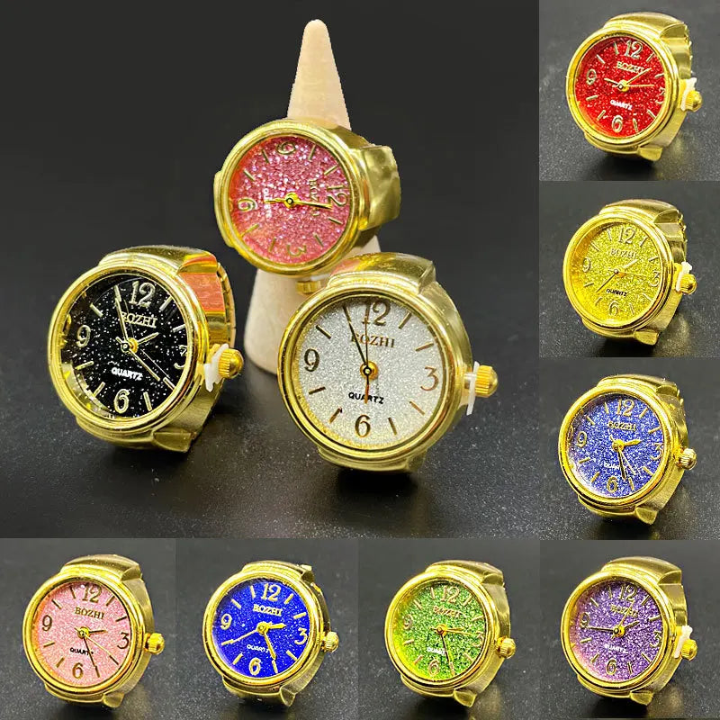Kiss Jewelry Women Men Vintage Classic Finger Watch Rings Punk Stretchy Strap Quartz Watches Clock Ring Hip-hop anillos 2023